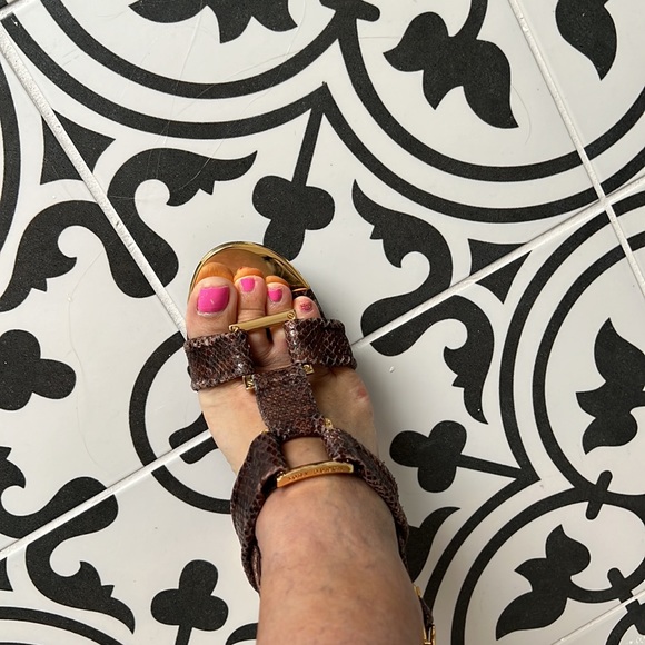 TORY BURCH SNAKESKIN CHUNKY HEELS SZ 8.5M - Picture 10 of 13